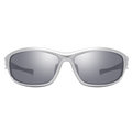 The RAVE sports sunglasses with silver rims and dark, mirrored lenses.