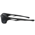 Vue de profil des lunettes de soleil de sport NAKED Optics The RAVE noires, dotées de verres foncés.