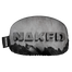 Graue Skibrillen-Schutzhülle (Überzieher) von NAKED Optics mit dem Schriftzug „NAKED“ in fetten, steinartigen Buchstaben über schwarzen Bergsilhouetten.