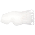 Stack of five clear Ersatzglas ZEND lens sheets by NAKED Optics, slightly fanned out on a white background—ideal for users of ZEND Downhillbrille who want easy Magnetsystem Gläserwechsel and dependable UV-400 Schutz.