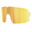 Gold verspiegelte NAKED Optics Sportbrille mit "OPTICS"-Text und "CAT. 2"-Kennzeichnung, bietet UV-Schutz; dargestellt auf weißem Hintergrund.