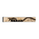 Ein rechteckiges Objekt mit einer Schlangenillustration und dem Wort „NAKED“ in fetten schwarzen Buchstaben, gestaltet im Stil des NAKED Optics Extra-Armbands für FORCE EVO, TROOP EVO, STORM, NOVA, SOLAR oder ZEND (45 mm).