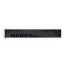 Ein schwarzer, rechteckiger Zubehörriemen, auf dessen Oberfläche das Wort „NAKED“ teilweise zu erkennen ist, das an das schlanke Design der FORCE EVO-Linie von NAKED Optics erinnert und auf weißem Hintergrund abgebildet ist.