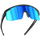 The SHYFT by NAKED Optics are sporty black sunglasses with reflective blue lenses and NAKED Optics branding on the frame, featuring individuell angepasste Sportbrillen for maximum comfort and Passform-Optimierung.