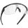 Die SHYFT-Sportsonnenbrille von NAKED Optics verfügt über einen schwarzen Rahmen und klare, umlaufende Gläser, die hier aus einem schrägen Blickwinkel zu sehen sind. Dank der innovativen Passform-Optimierung bieten diese individuell angepassten Sportbrillen unvergleichlichen Tragekomfort und Halt bei intensiven Aktivitäten.