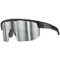 The SHYFT by NAKED Optics are black and silver sports sunglasses featuring mirrored lenses, a wraparound design, and prominent NAKED branding on the arm. These individuell angepasste Sportbrillen are expertly crafted for ultimate Passform-Optimierung, delivering exceptional comfort and style for every activity.