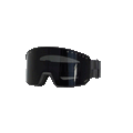 Die SOLAR von NAKED Optics sind schwarze Ski- oder Snowboardbrillen mit einer breiten, getönten Scheibe und einem verstellbaren Riemen. Sie wurden als kompakte „Skibrille“ konzipiert und eignen sich ideal als „Skibrille für kleine Gesichter“ – dargestellt auf weißem Hintergrund.