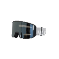 Occhiali da sci compatti neri, il modello SOLAR di NAKED Optics, caratterizzati da lenti riflettenti e da un cinturino bianco con un logo ben visibile e parzialmente in evidenza: ideali come occhiali da sci per visi più piccoli o come occhiali da sci da donna eleganti e comodi.