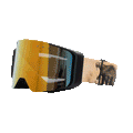 Introducing The ZEND by NAKED Optics—versatile ski goggles featuring a gold-tinted lens and a tan strap adorned with a striking snake illustration. Inspired by the rugged design of an MTB Brille, The ZEND offers magnetische Wechselgläser for effortless lens changes, making them the perfect choice for alpine adventures and downhill action alike.