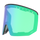 Die NAKED Optics Skibrille NOVA verfügt über eine grün-blau verspiegelte Scheibe mit der Aufschrift OPTICS und CAT 1 an den Rändern sowie ein fortschrittliches Magnetwechselsystem zum einfachen Austausch der Scheibe.