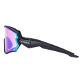 The HAWK by NAKED Optics are black sports sunglasses featuring a pink-purple reflective lens and the distinctive NAKED branding on the side—perfekt als Fahrradbrille für kleine Köpfe. With their sleek design, The HAWK is an ideal Sportbrille klein, combining both style and comfort for smaller faces.