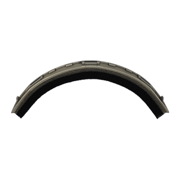 Gebogenes graues Helmpolster von NAKED Optics mit schwarzem Polsterstreifen und magnetischem Schweißband, seitlich vor weißem Hintergrund abgebildet. Erhältlich im NAKED Optics Onlineshop.