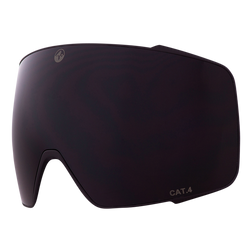 Die NAKED Optics Snowboard- und Skibrille verfügt über eine dunkle Tönung, rahmenloses Design, CAT. 4 Markierung in der unteren rechten Ecke und Super-Anti-Fog-Beschichtung für klare Sicht auf der Piste.