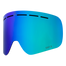 NAKED Optics blau und grün reflektierende Snowboard Skibrille mit Lüftungsschlitzen, CAT 2 Markierung unten rechts und Anti-Fog-Beschichtung für klare Sicht.