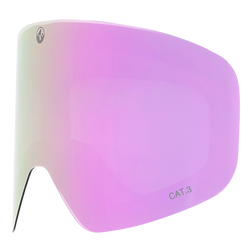Rosa getöntes, gebogenes Visierglas mit reflektierender Oberfläche und CAT.3-Kennzeichnung, entwickelt als Skibrille Ersatzgläser von NAKED Optics. Kompatibel mit Magnetwechselsystem für schnelles und einfaches Auswechseln.
