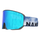 NAKED Optics blau verspiegelte Skibrille mit "OPTICS" auf dem Glas, Anti-Beschlag-Beschichtung und blau-weißem NAKED-Band.