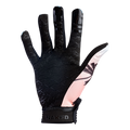 Introducing The RAID Bike Handschuh by NAKED Optics—a black glove featuring a palm tree design on the side and bold NAKED text on the wrist strap, palm facing up. Ideal as a stylish MTB Handschuh or versatile Bike Handschuh for your next ride.