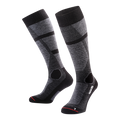 Crafted by NAKED Optics, the Skisocken Merino are a pair of long, black and gray athletic socks featuring geometric patterns and reinforced heels and toes, delivering both style and durability for your active adventures.