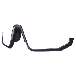 Schlichte schwarze NAKED Optics Fullframe Sportbrille mit eingebauten Lautsprechern, dargestellt aus einem seitlichen Winkel auf weißem Hintergrund.