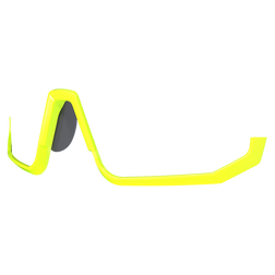 Seitenansicht der neongelben NAKED Optics Halbrahmen-Sportbrille mit einzelnen schwarzen Gläsern und einem schlanken, sportlichen Design.