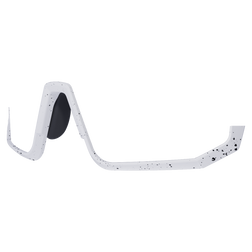 Weißer Fahrradlenker mit schwarzen Sprenkeln und schwarzem linken Griff, abgebildet auf weißem Hintergrund - ideal zur Kombination mit Ihrer Lieblings-Sportbrille von NAKED Optics für einen eleganten, sportlichen Look.